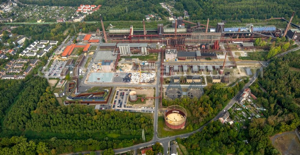 Essen from the bird's eye view: Construction site for the new parking garage of KK 13 GmbH & Co KG on Kokereiallee in Essen in the state North Rhine-Westphalia, Germany