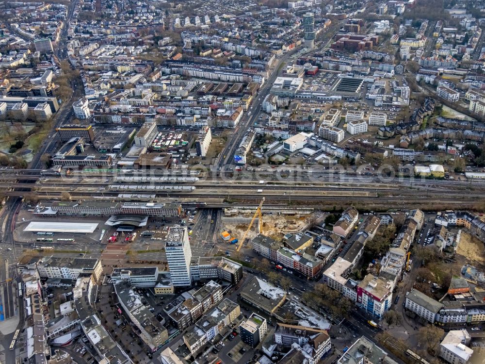 Aerial photograph Bochum - Construction site for the new parking garage on Central Station in the district Innenstadt in Bochum at Ruhrgebiet in the state North Rhine-Westphalia, Germany