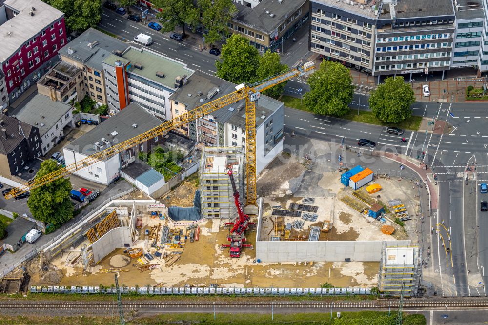 Aerial photograph Bochum - Construction site for the new parking garage on Central Station in the district Innenstadt in Bochum at Ruhrgebiet in the state North Rhine-Westphalia, Germany