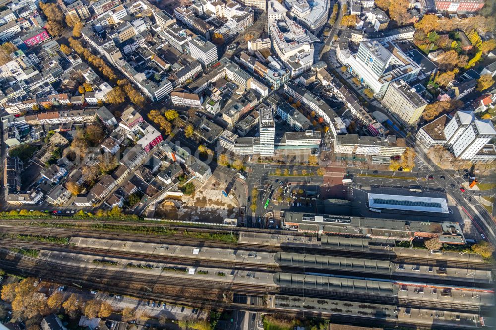 Bochum from above - Construction site for the new parking garage on Central Station in the district Innenstadt in Bochum at Ruhrgebiet in the state North Rhine-Westphalia, Germany