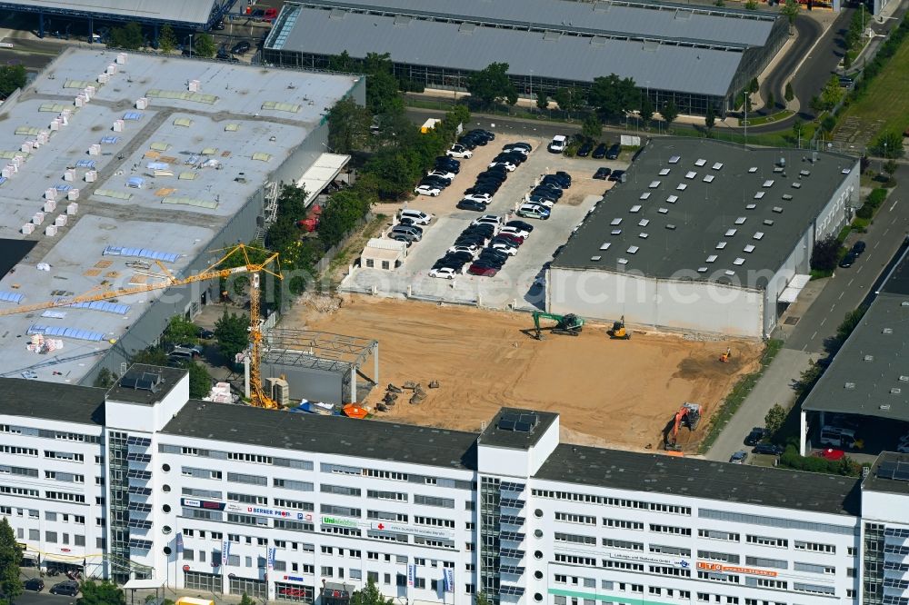 Berlin from above - Construction site for the new parking garage Meeraner Strasse - Rhinstrasse in the district Marzahn in Berlin, Germany