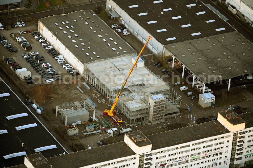 Berlin from above - Construction site for the new parking garage Meeraner Strasse - Rhinstrasse in the district Marzahn in Berlin, Germany