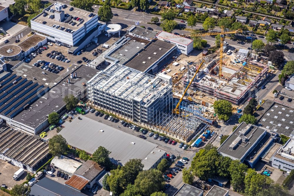 Essen from above - Construction site for the new parking garage OPTA DATA onBerthold-Beitz-Boulevard corner Sigsfeldstrasse in the district Nordviertel in Essen in the state North Rhine-Westphalia, Germany