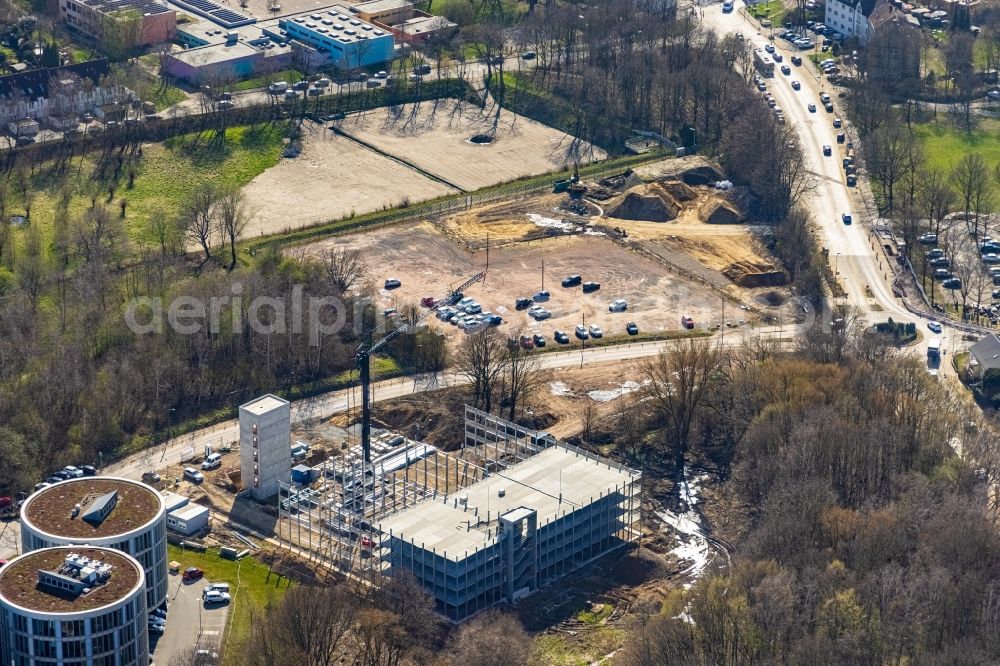 Witten from above - Construction site for the new parking garage der Uni on Alfred-Herrhausen-Strasse in Witten at Ruhrgebiet in the state North Rhine-Westphalia, Germany