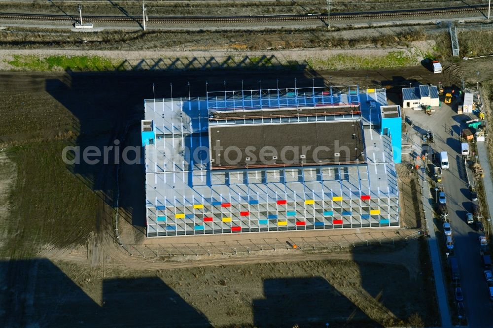 Aerial photograph Berlin - Construction site for the new parking garage on Wagner-Regeny-Strasse in the district Adlershof in Berlin, Germany