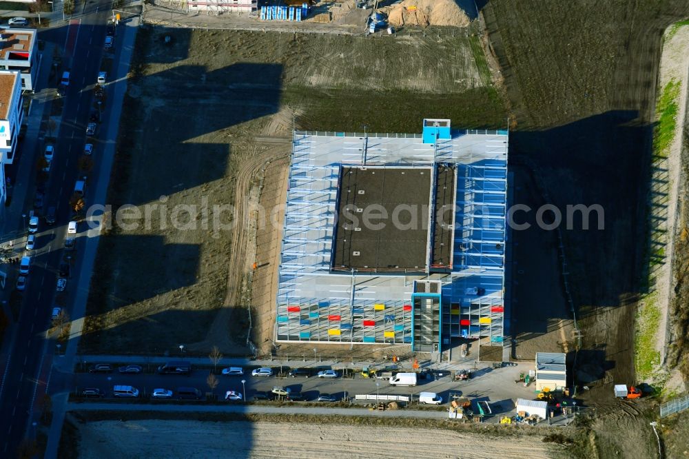 Aerial photograph Berlin - Construction site for the new parking garage on Wagner-Regeny-Strasse in the district Adlershof in Berlin, Germany