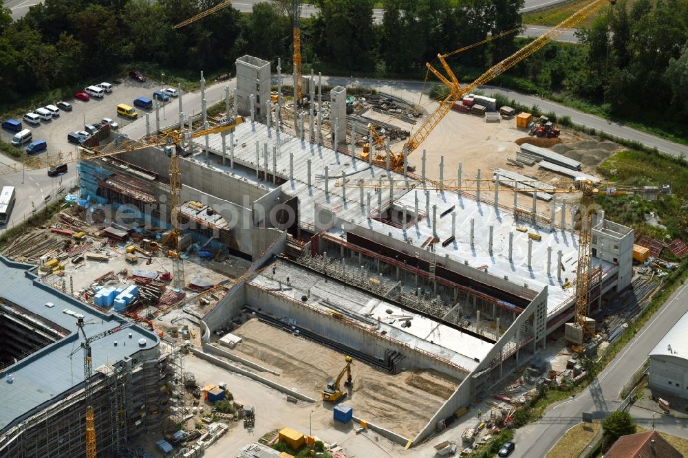 Aerial image Karlsruhe - Construction site for the new parking garage on Alte Karlsruher Strasse in the district Durlach in Karlsruhe in the state Baden-Wurttemberg, Germany