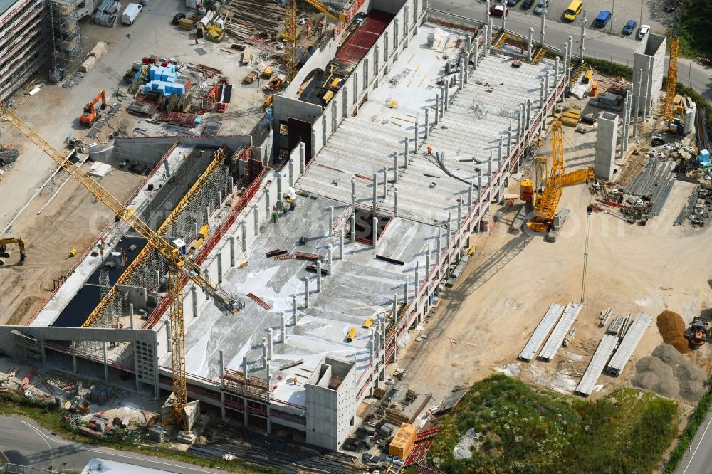 Aerial image Karlsruhe - Construction site for the new parking garage on Alte Karlsruher Strasse in the district Durlach in Karlsruhe in the state Baden-Wurttemberg, Germany