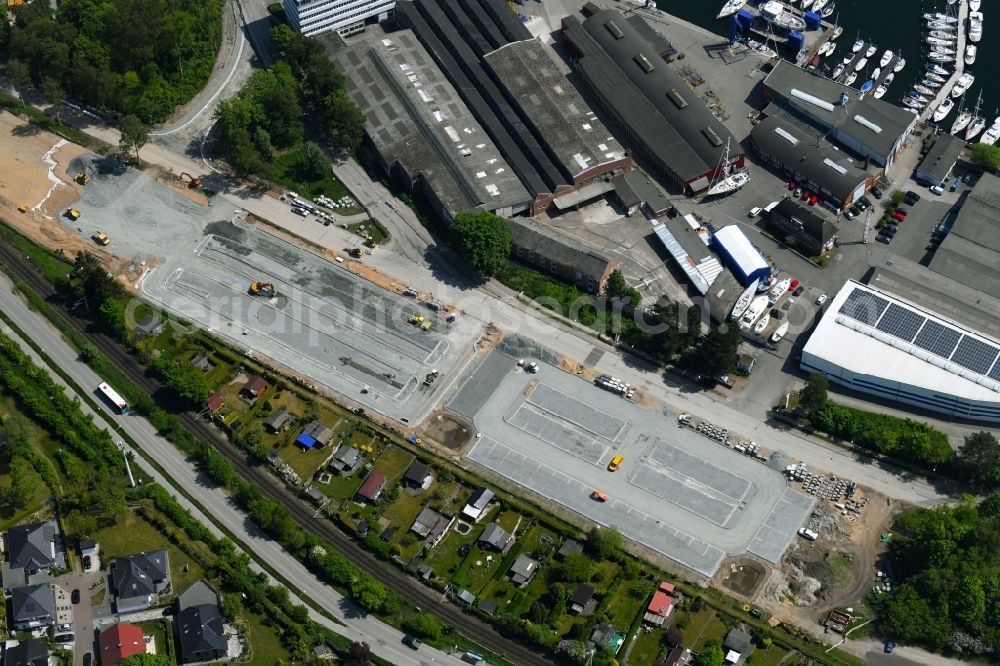 Travemünde from above - Construction site for the new building eines Parkplatz on Travemuender Landstrasse in Travemuende in the state Schleswig-Holstein, Germany