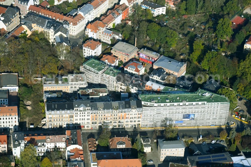 Aerial photograph Dresden - Construction site for the new building of Pfand-Hoefe von einer Wohn- and Gewerbeflaeche along the Bautzner Strasse and of Priessnitzstrasse in Dresden in the state Saxony, Germany