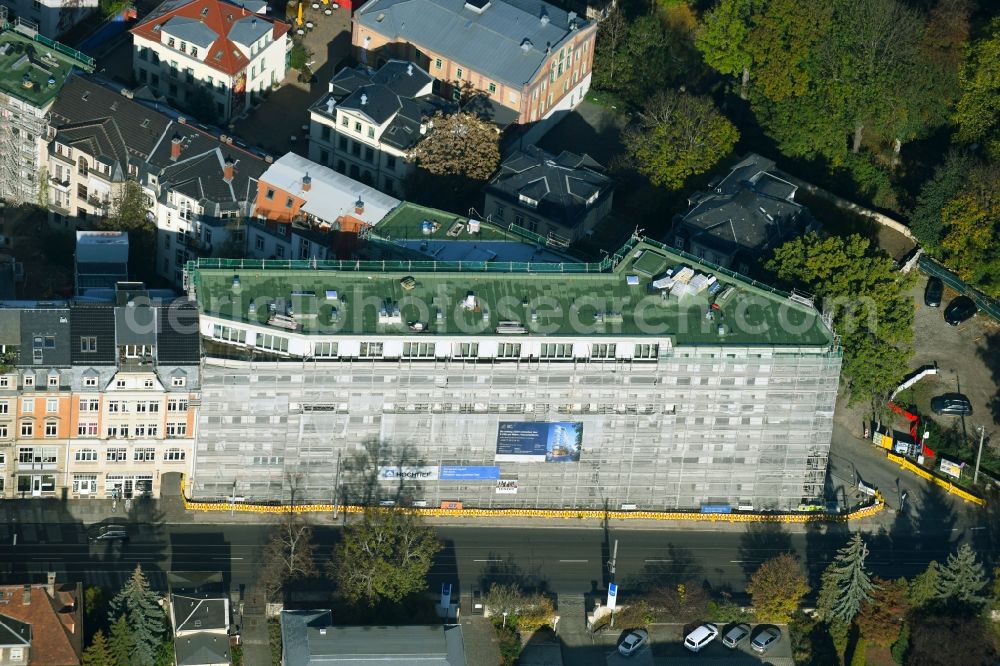 Dresden from above - Construction site for the new building of Pfand-Hoefe von einer Wohn- and Gewerbeflaeche along the Bautzner Strasse and of Priessnitzstrasse in Dresden in the state Saxony, Germany