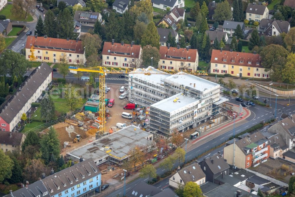 Aerial image Velbert - Construction site for the new police- building on Heiligenhauser Strasse corner Jahnstrasse in Velbert in the state North Rhine-Westphalia, Germany