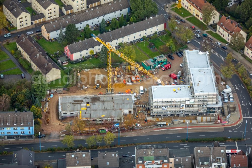 Aerial photograph Velbert - Construction site for the new police- building on Heiligenhauser Strasse corner Jahnstrasse in Velbert in the state North Rhine-Westphalia, Germany