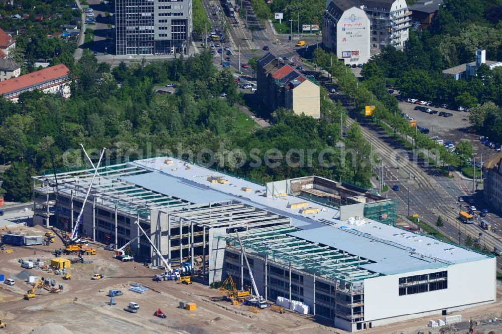 Leipzig from the bird's eye view: Construction site to build a new Porta - Furniture Center in Leipzig in Saxony