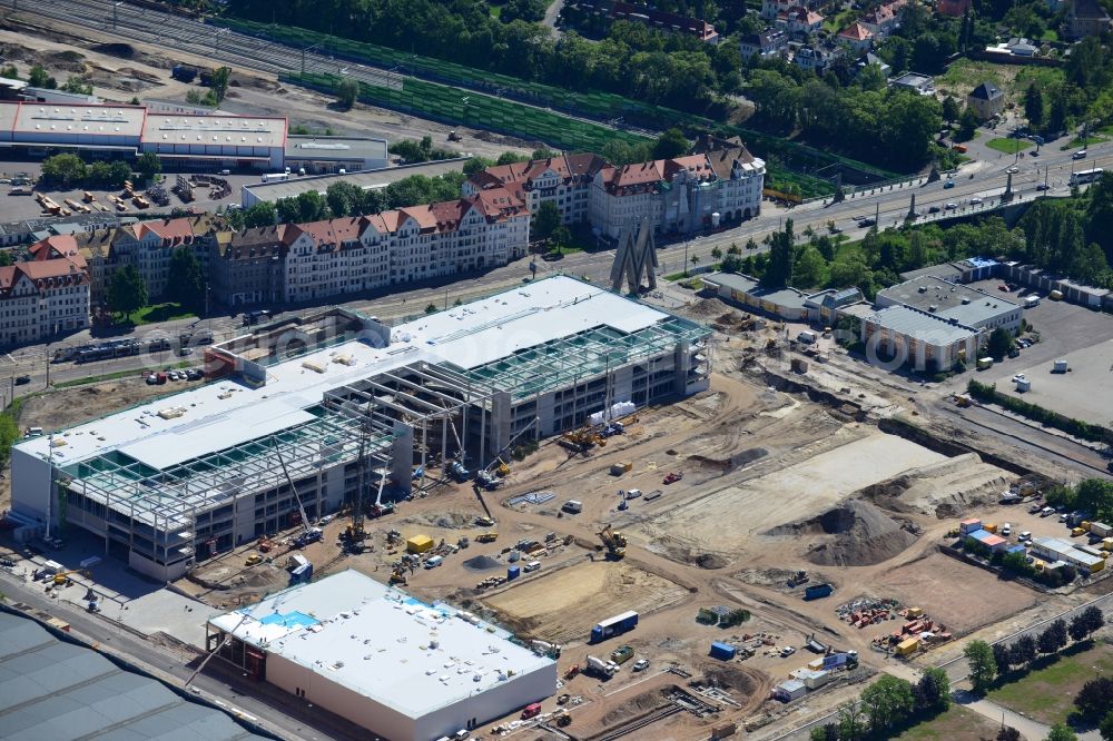 Leipzig from the bird's eye view: Construction site to build a new Porta - Furniture Center in Leipzig in Saxony