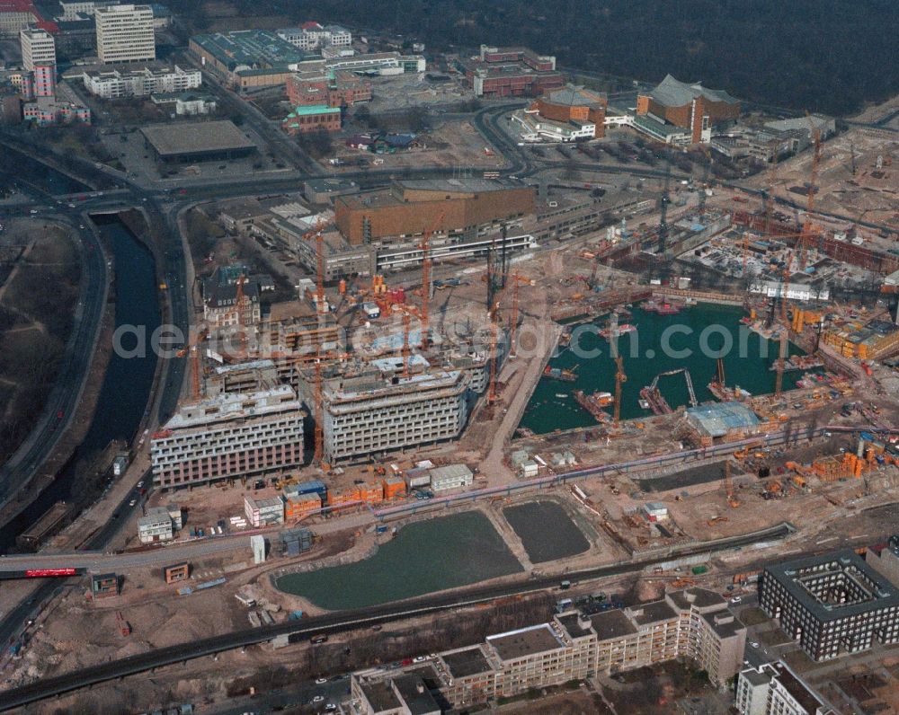 Berlin from above - Construction for the design and construction of the Potsdamer Platz in Berlin - Scanned by original artwork -