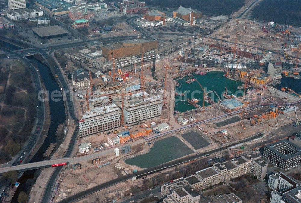 Aerial image Berlin - Construction for the design and construction of the Potsdamer Platz in Berlin - Scanned by original artwork -