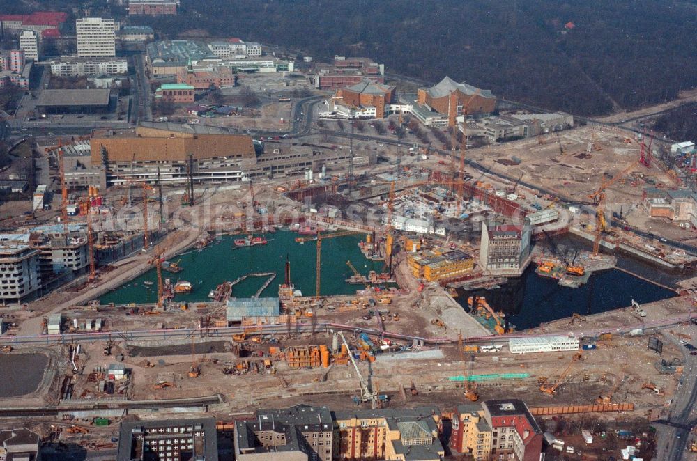 Berlin from above - Construction for the design and construction of the Potsdamer Platz in Berlin - Scanned by original artwork -