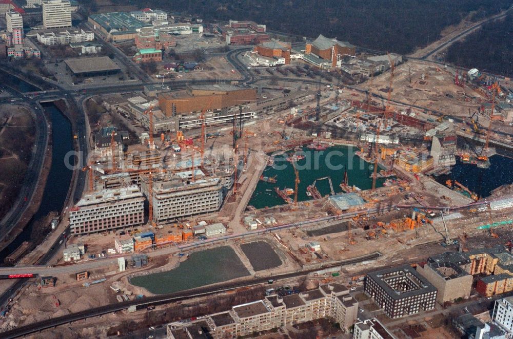 Aerial image Berlin - Construction for the design and construction of the Potsdamer Platz in Berlin - Scanned by original artwork -