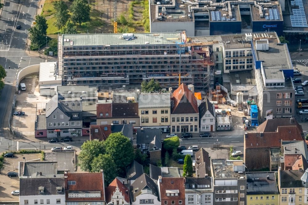 Hamm from the bird's eye view: Construction site for the new building A press house of the newspaper Westfaelischer Anzeiger in Hamm in the state North Rhine-Westphalia