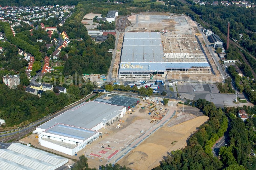 Bochum from the bird's eye view: Construction site for the new building Production and logistics halls at the former OPEL plant II and III in Langendreer in Bochum in the state North Rhine-Westphalia