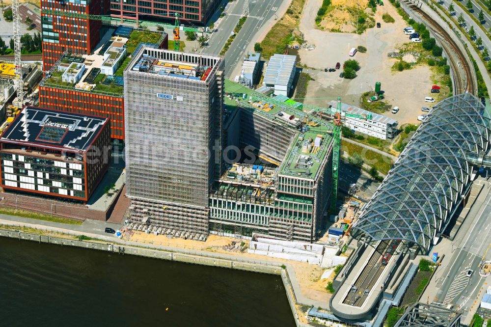 Aerial image Hamburg - Construction site for the new building of an Office building - Ensemble on Zweibrueckenstrasse - Kirchenpauerkai in the district HafenCity in Hamburg, Germany