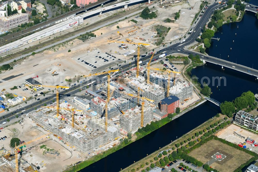 Aerial image Berlin - Construction site to build a new multi-family residential complex Heidestrasse in the district Moabit in Berlin, Germany