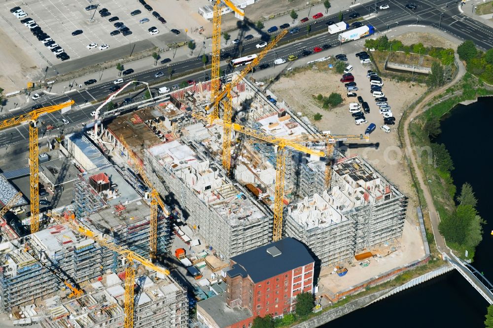 Aerial image Berlin - Construction site to build a new multi-family residential complex Heidestrasse in the district Moabit in Berlin, Germany