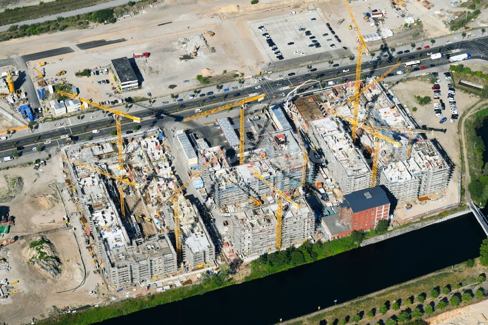 Aerial photograph Berlin - Construction site to build a new multi-family residential complex Heidestrasse in the district Moabit in Berlin, Germany