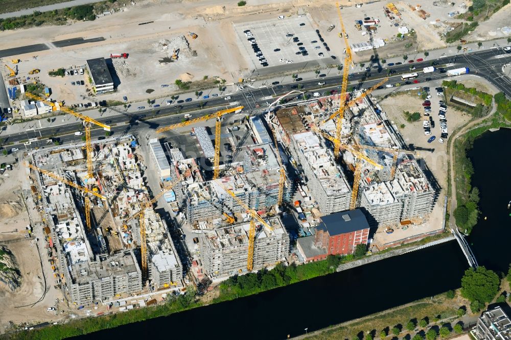 Berlin from above - Construction site to build a new multi-family residential complex Heidestrasse in the district Moabit in Berlin, Germany