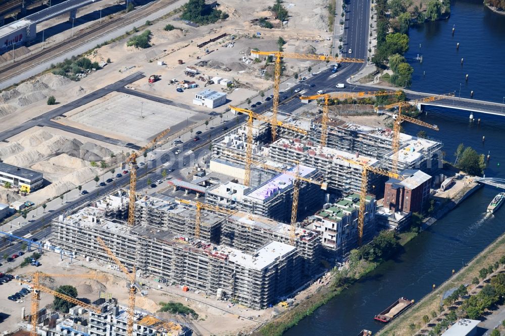 Aerial image Berlin - Construction site to build a new multi-family residential complex Heidestrasse in the district Moabit in Berlin, Germany