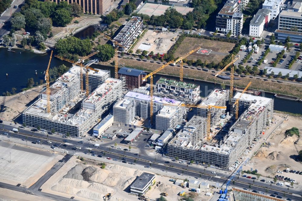 Berlin from above - Construction site to build a new multi-family residential complex Heidestrasse in the district Moabit in Berlin, Germany