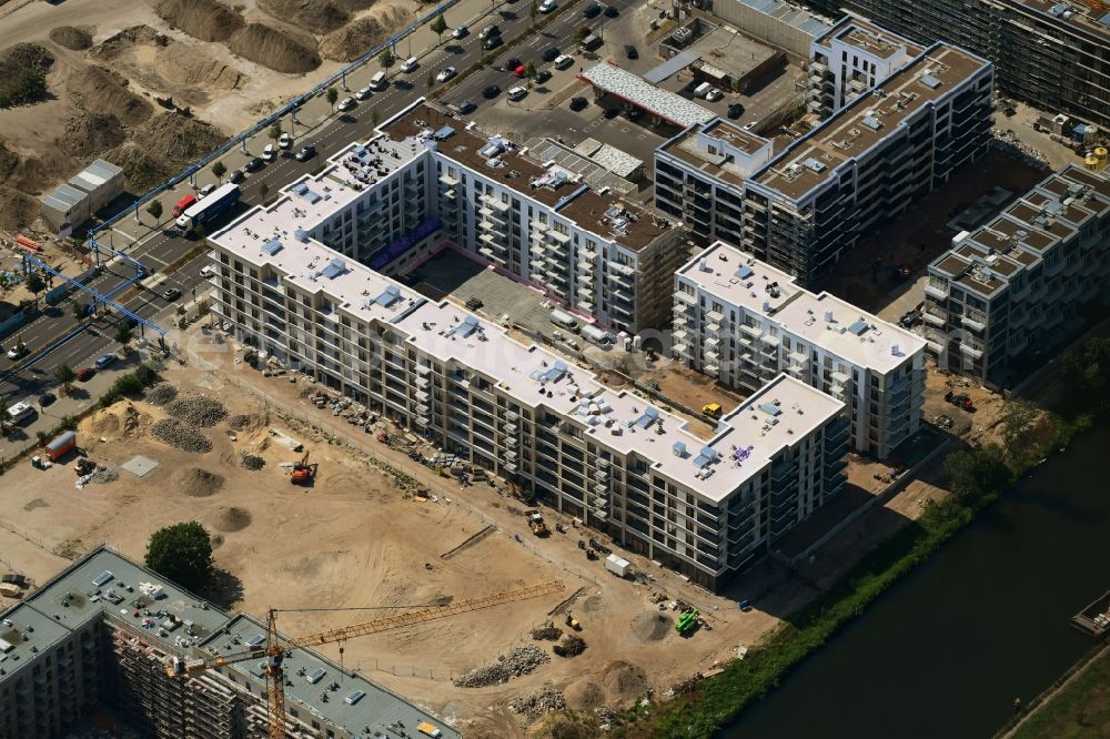 Aerial image Berlin - Construction site to build a new multi-family residential complex Heidestrasse in the district Moabit in Berlin, Germany