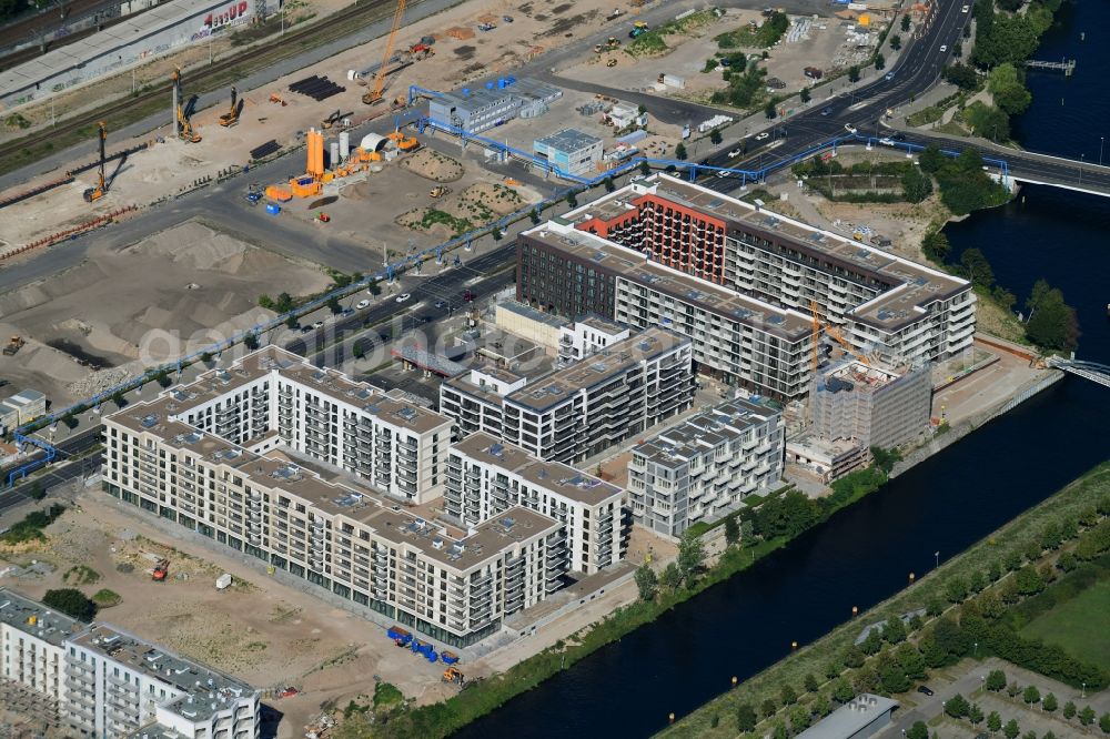 Aerial photograph Berlin - Construction site to build a new multi-family residential complex Heidestrasse in the district Moabit in Berlin, Germany