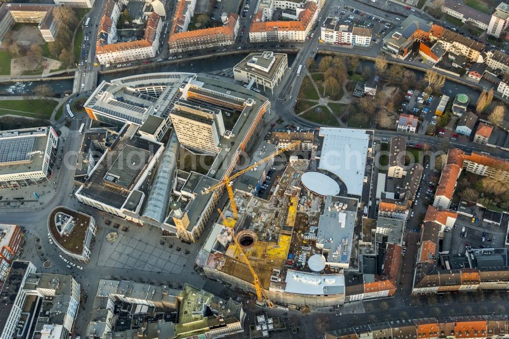 Hagen from above - Cityscape of downtown on City Hall- mall Hagen in North Rhine-Westphalia