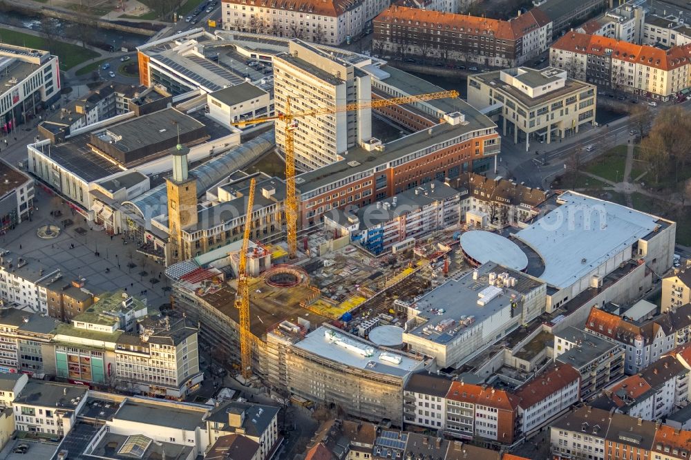 Aerial photograph Hagen - Cityscape of downtown on City Hall- mall Hagen in North Rhine-Westphalia