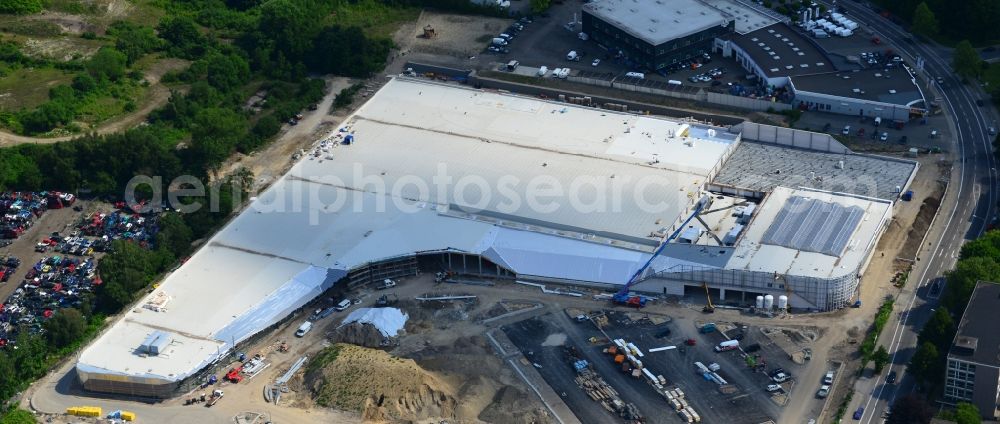 Aerial photograph Essen - Construction site to build a new real - Specialists for the local shopping center in Essen, North Rhine-Westphalia