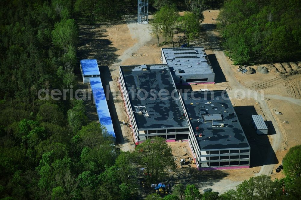 Aerial image Potsdam - Construction site for the new building Regionalzentrale of Deutschen Wetterdienstes (DWD) on Michendorfer Chaussee in the district Potsdam Sued in Potsdam in the state Brandenburg, Germany