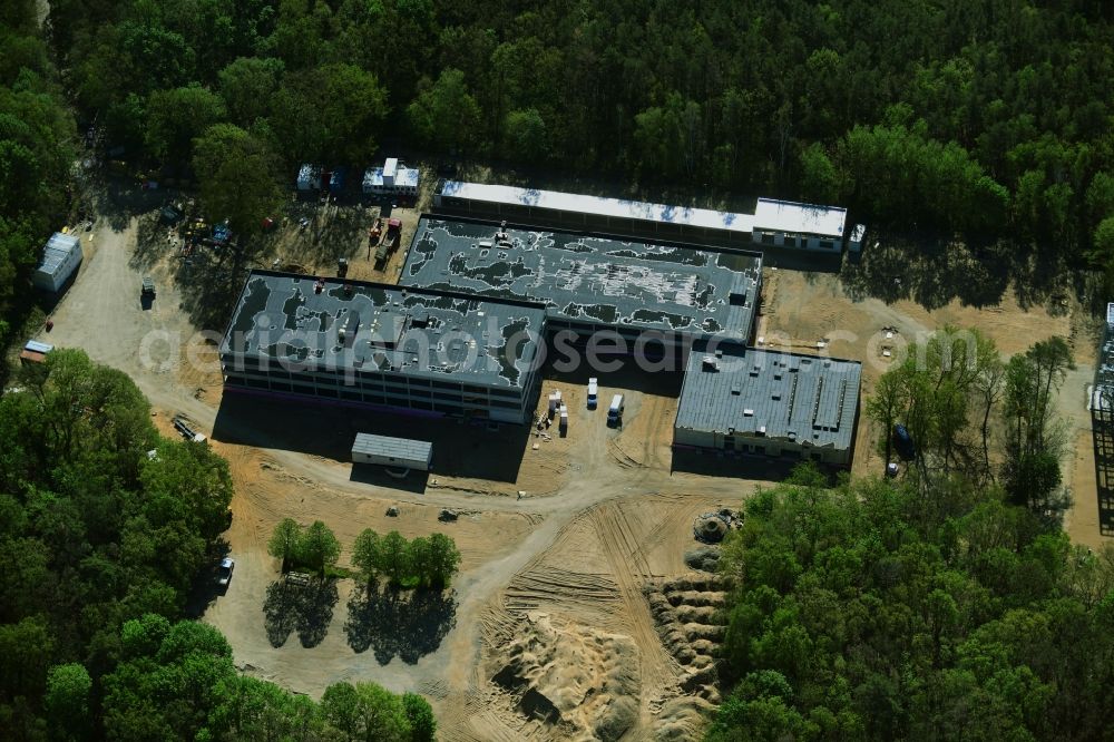 Potsdam from above - Construction site for the new building Regionalzentrale of Deutschen Wetterdienstes (DWD) on Michendorfer Chaussee in the district Potsdam Sued in Potsdam in the state Brandenburg, Germany