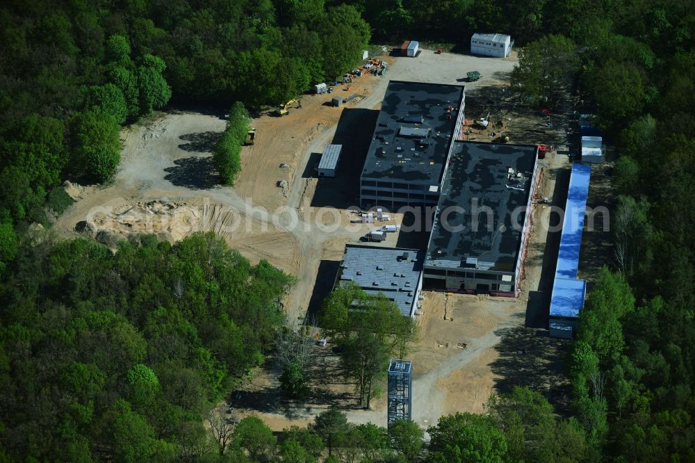 Aerial photograph Potsdam - Construction site for the new building Regionalzentrale of Deutschen Wetterdienstes (DWD) on Michendorfer Chaussee in the district Potsdam Sued in Potsdam in the state Brandenburg, Germany