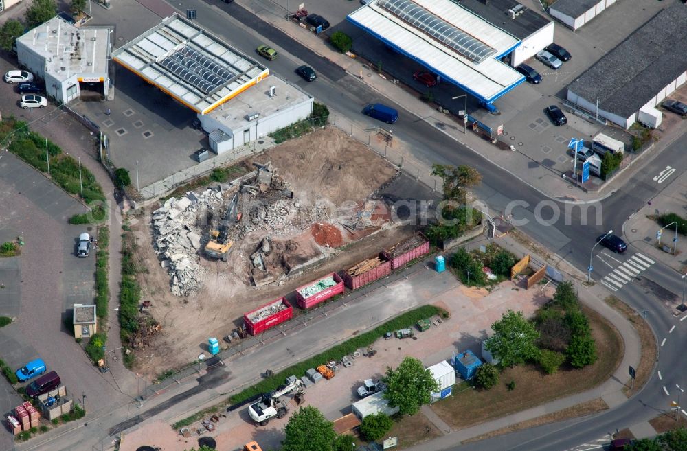 Aerial photograph Nieder-Olm - Construction site for the new building of a REWE- market in Nieder-Olm in the state Rhineland-Palatinate, Germany