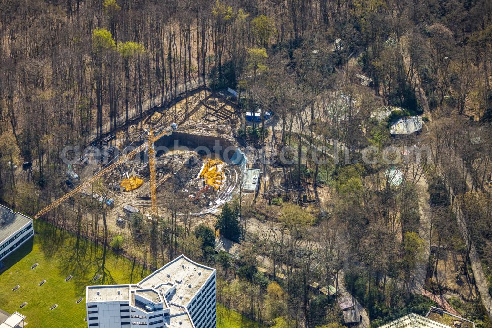 Dortmund from the bird's eye view: Construction site for the new construction of a seal facility in the Zoo Dortmund in the district Schulzentrum Hacheney in Dortmund in the Ruhr area in the state North Rhine-Westphalia, Germany