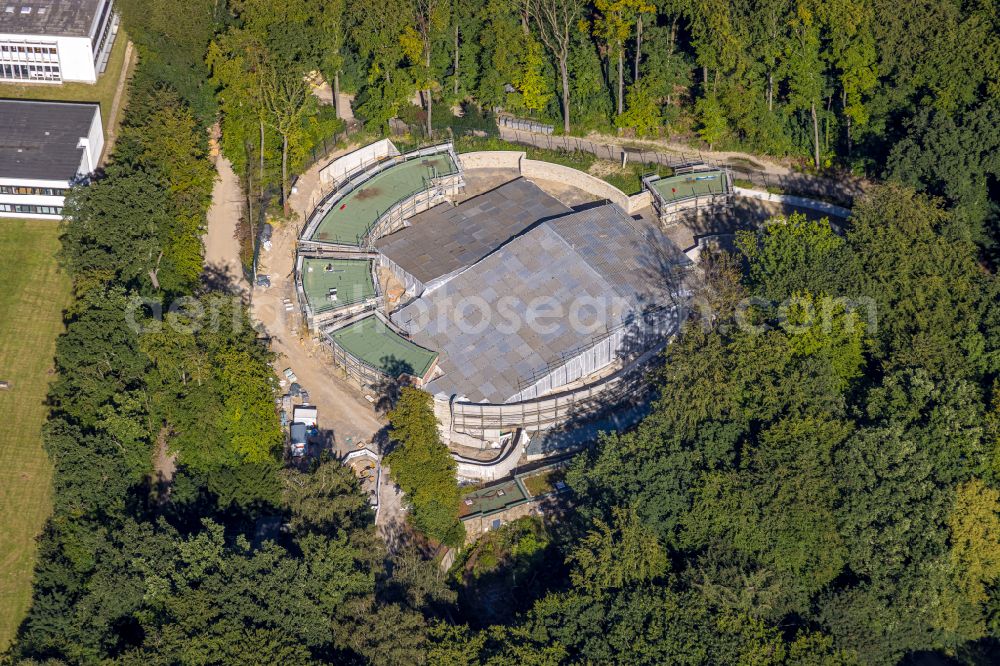 Dortmund from above - Construction site for the new construction of a seal facility in the Zoo Dortmund in the district Schulzentrum Hacheney in Dortmund in the Ruhr area in the state North Rhine-Westphalia, Germany