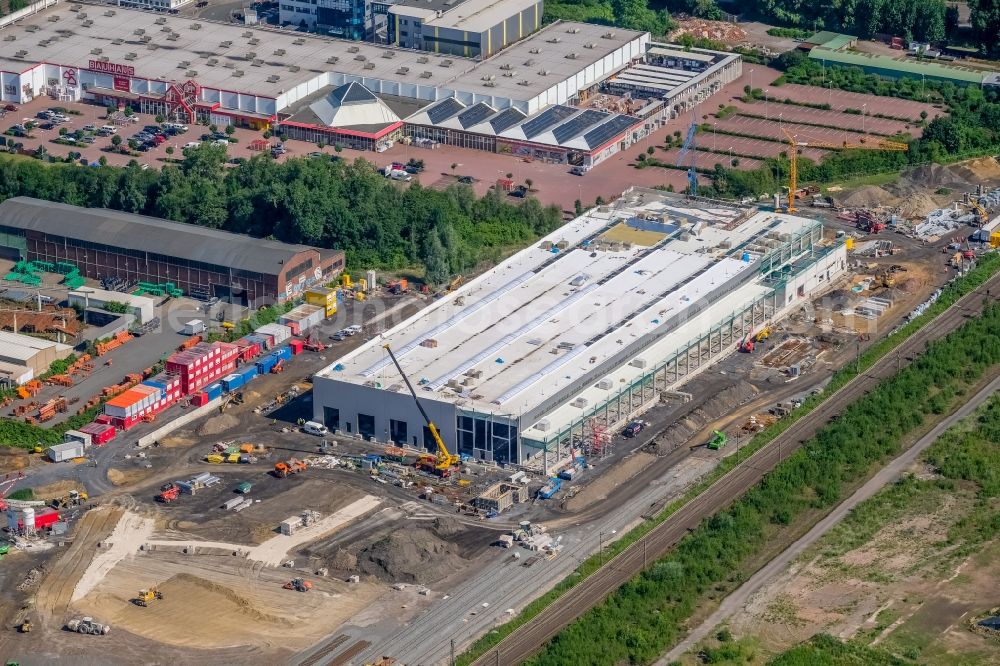 Aerial photograph Dortmund - Construction site for the new building RRX- Betriebswerk on Bornstrasse through the dechant hoch- and ingenieurbau gmbh in Dortmund in the state North Rhine-Westphalia