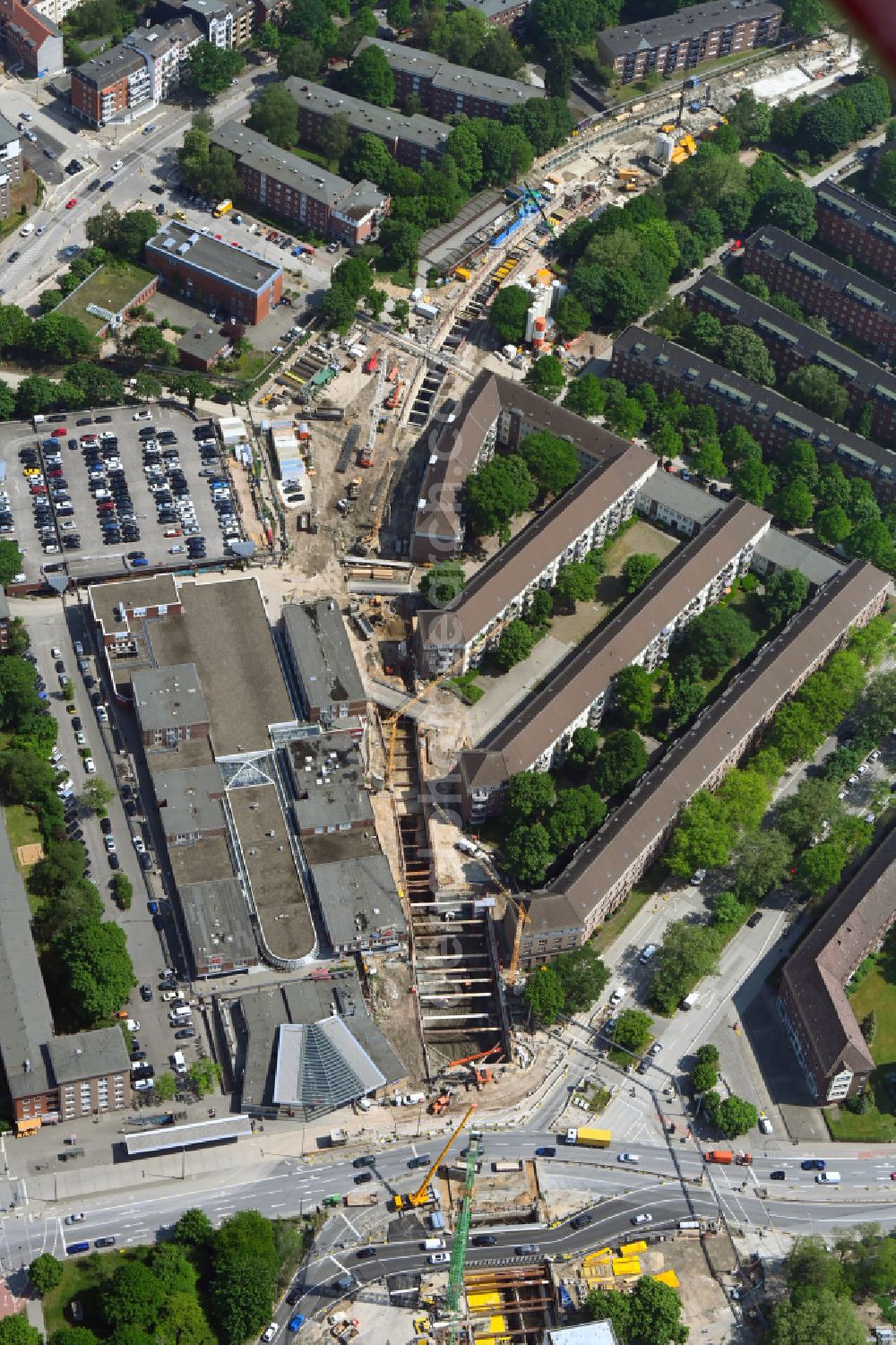 Aerial Photograph Hamburg - Construction Site For New Train- Tunnel ...