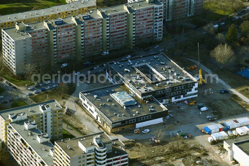 Aerial photograph Berlin - New construction site of the school building Leonardo-da-Vinci-Gymnasium on Christoph-Ruden-Strasse in the district Buckow in Berlin, Germany