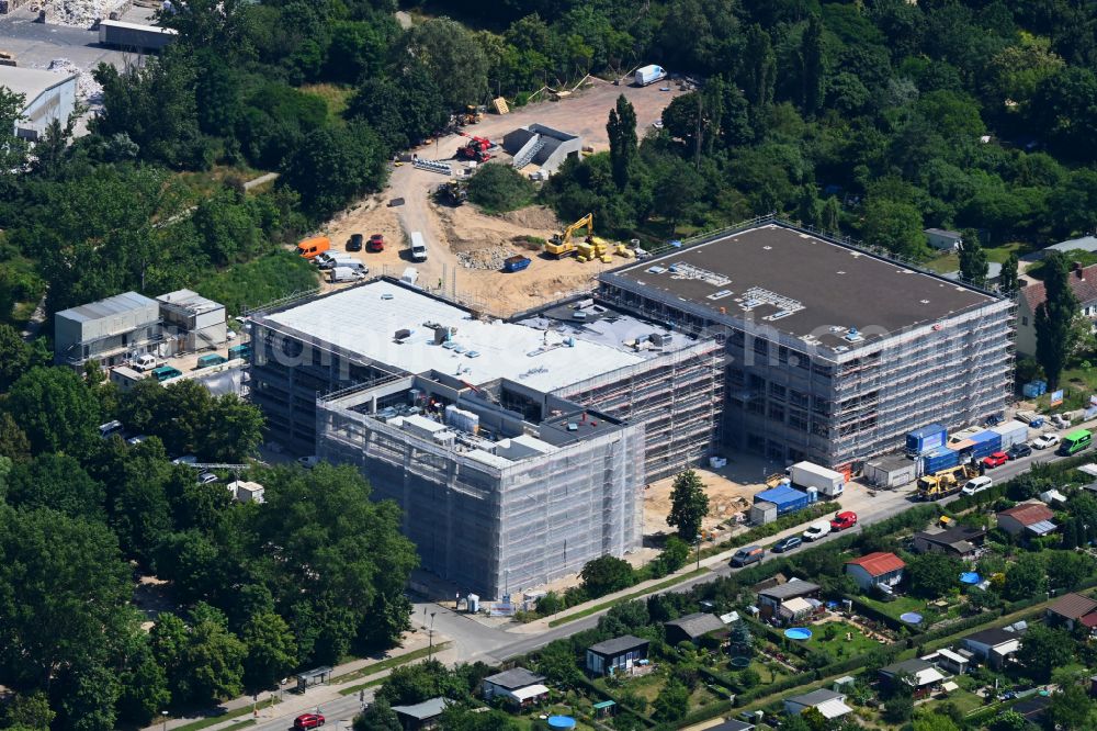 Berlin from the bird's eye view: New construction site of the school building Elsenschule on street Elsenstrasse in the district Mahlsdorf in Berlin, Germany