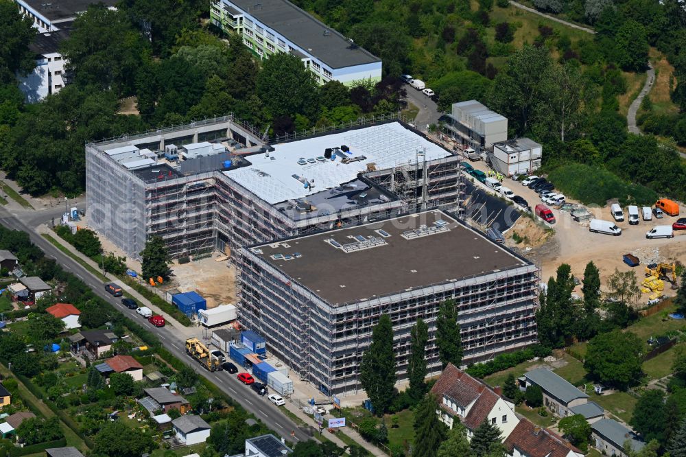 Berlin from above - New construction site of the school building Elsenschule on street Elsenstrasse in the district Mahlsdorf in Berlin, Germany