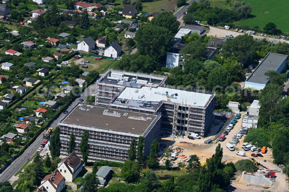 Aerial image Berlin - New construction site of the school building Elsenschule on street Elsenstrasse in the district Mahlsdorf in Berlin, Germany