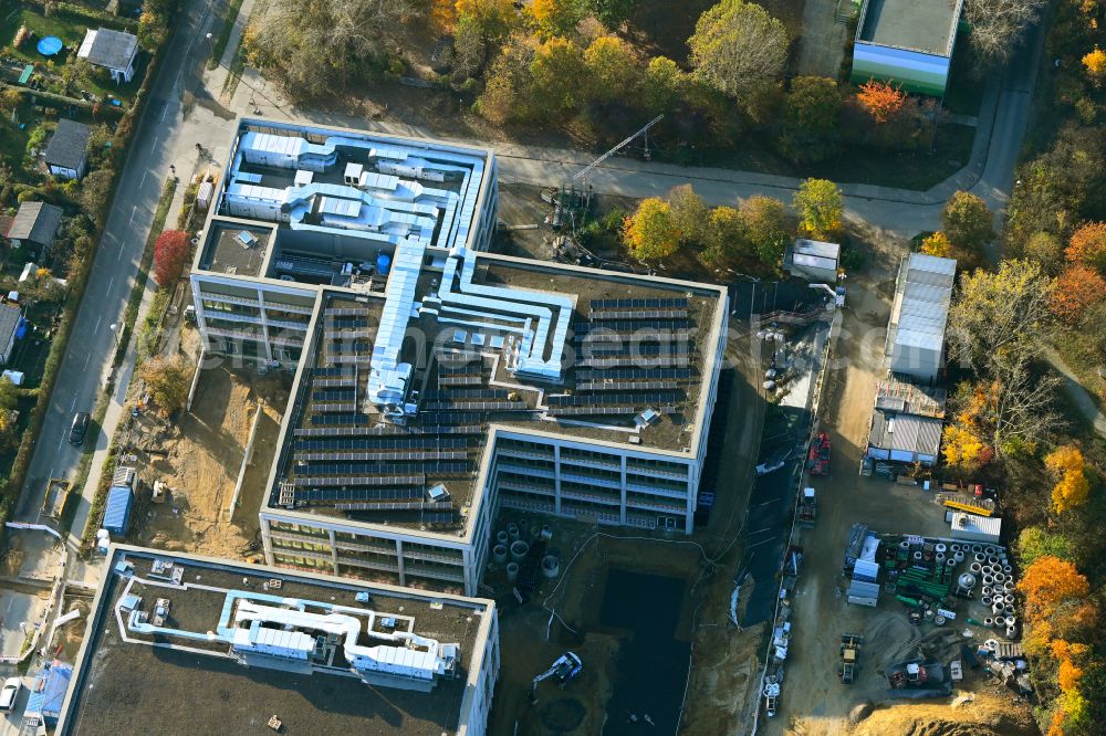 Aerial image Berlin - New construction site of the school building Elsenschule on street Elsenstrasse in the district Mahlsdorf in Berlin, Germany